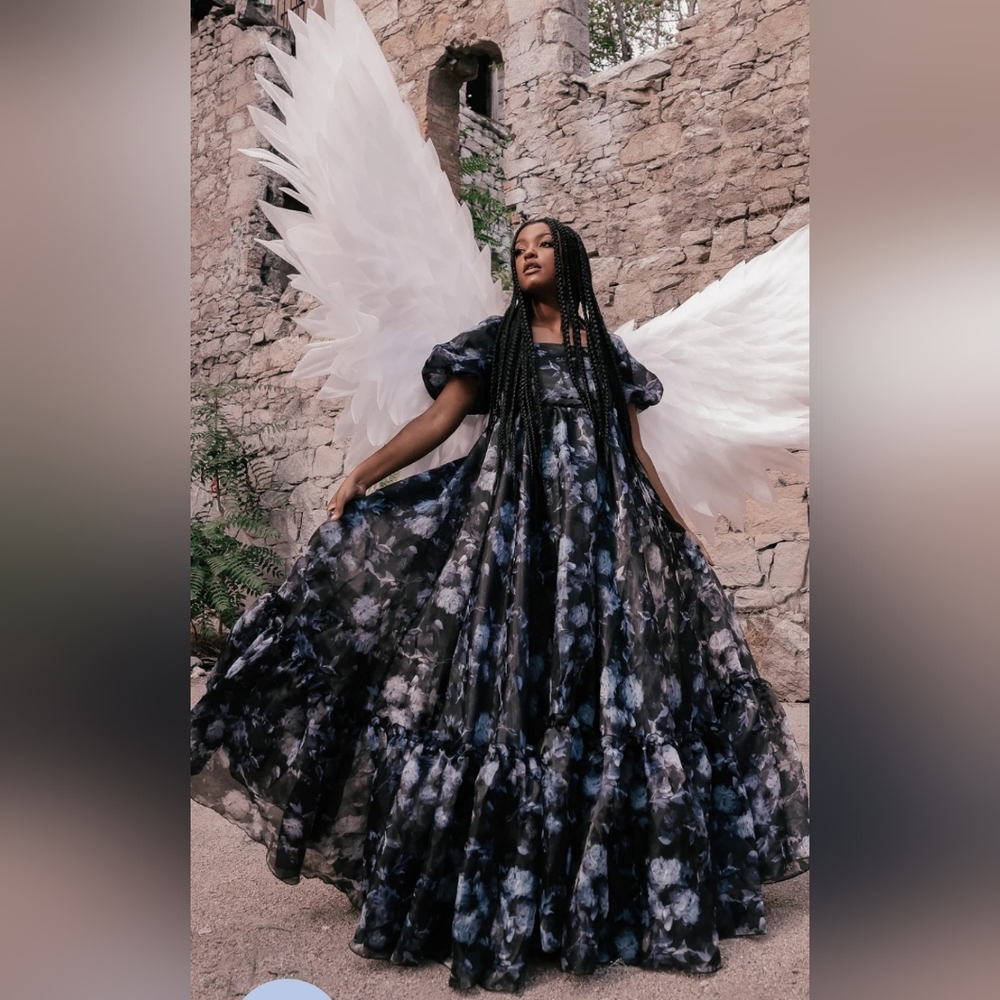 JessaKae Black and Blue Floral Maxi Dress